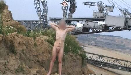 Naked in View of Workers in Mining Area. Nude in Young Tobi Exhibitionist Tobi00815