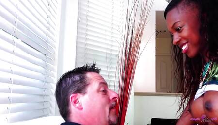 Interracial sex with a cute black babe is something that turns on this mature guy