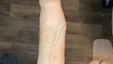 Huge ugly dick spraying cum and piss again