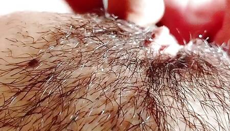 POV: My husband explores my hairy pussy, licking and kissing until he brings me to a delicious Real Orgasm