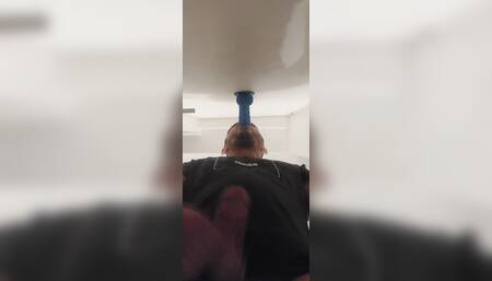 Sucking dildo while I masturbate to get all the semen out