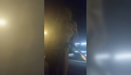 Astrid Apathy sissy Chastity by the highway
