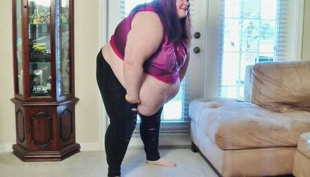 Fat Chick Struggles To Get Dressed Because She's Gained So Much compilation *MP4*