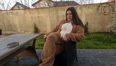 Muffled farts in reindeer suit outside