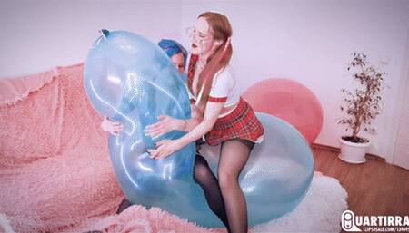 Q916 Mariette and Cosette seductively ride and pop 4 huge RX36 Longnecks - 1080p