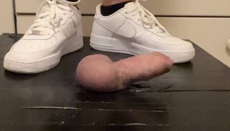 Cock trampling and ballbusting with my gym shoes