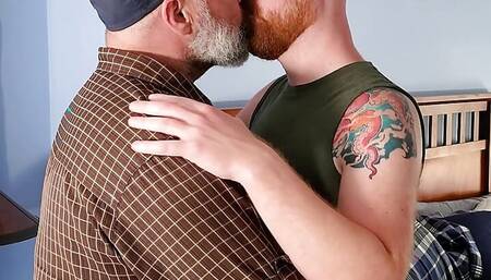 Daddy Bear Kurt Jacobs fucks ginger cub Logan Stanley