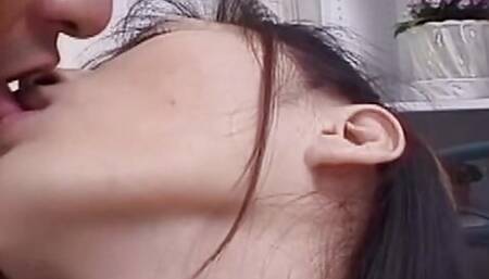 Japanese school girl got horny so she let him destroy her