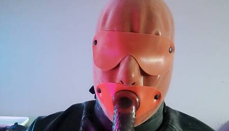 Heavy rubber latex: Sissy in training swallows 4 loads of cum.