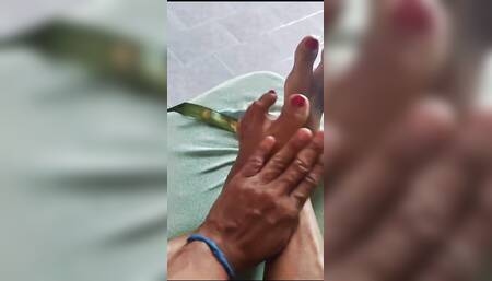 feet massage hot brunette milf fetish