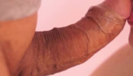 Juicy sloppy blowjob close-up. Creampie