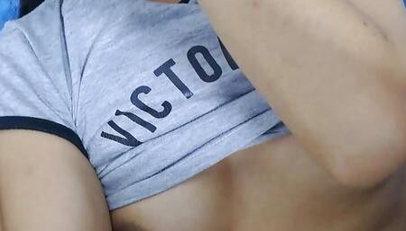 young university girl at her parents' house