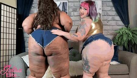 Double BBW Juicy Ass Jean Short Jiggling (MP4 Version)