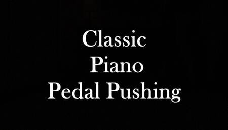 Classic Piano Pedal Pushing with Liz River in Shiny Black Stiletto High Heels and Shiny Pantyhose, Black Skirt, Size 6 Feet, Pushing, Pumping, one shoe