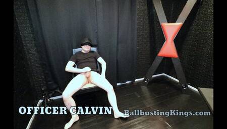 Officer Calvin Busts Balls and Locks Cocks