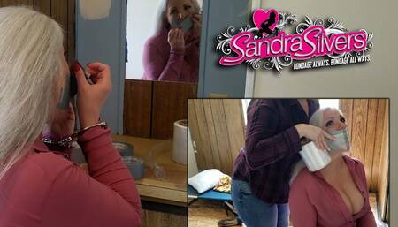Stolen Secretary Sandra Silvers Self Gags - Gets Mouth & Hands Wrapped in Plastic as Punishment – A Stockholm Syndrome Bondage Fantasy! Video #2848 Mobile friendly SD Version