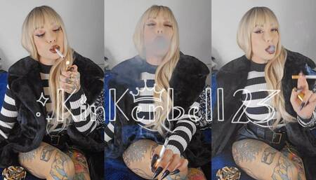 Classic smoking with long nails wearing fur - Kinkerbell23