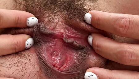 milf masturbate closeup hairy horny dripping wet pussy and orgasm