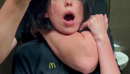 Risky public sex in a restroom. Fucked a McDonald's employee over spilled fanta! - Eva Soda