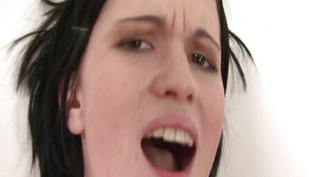 Sexy brunette with short hair and an amazing body has anal sex