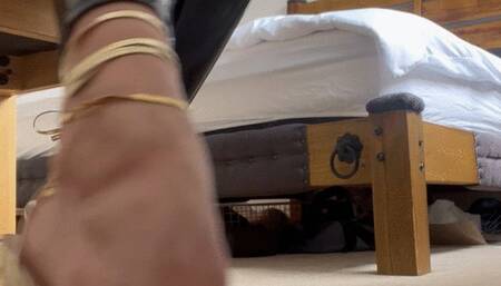 Golden laced heels with leggings