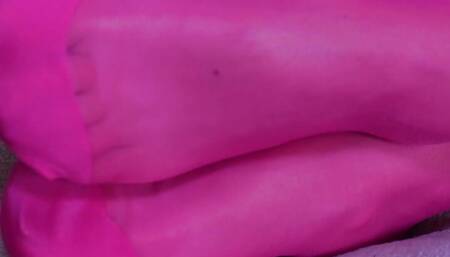 Enjoying the evening in pink pantyhose