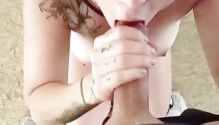 Naughty girl swallows a stranger's cum after a ride