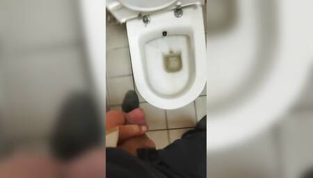 Mascuker Turk Pees in the Office Toilet
