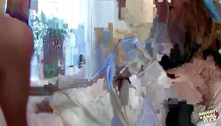 girl in a skirt gets a mouthful of cum after a juicy anal