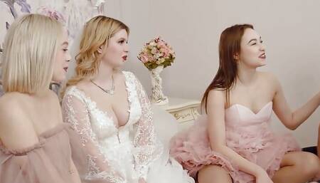 VIP4K. Babe shares her groom with two best friends right after the wedding ceremony