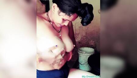 Village Wife Bathroom Dress Change Then Full Body Clean