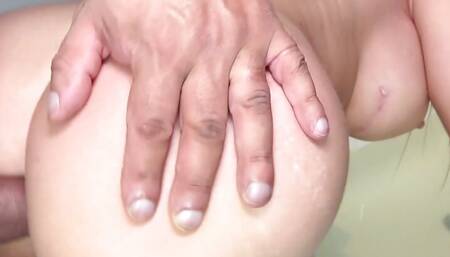 German blonde teen do homemade anal and ass to mouth in Bathroom POV