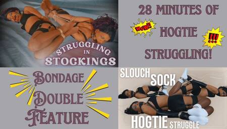 Hogtie Struggling In Stockings & Slouch Socks - Double Feature