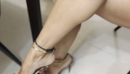 my fav strappy heels and red pedi