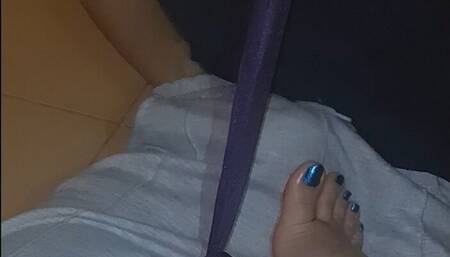 My cuckold husband jerks off his tiny dick under my feet