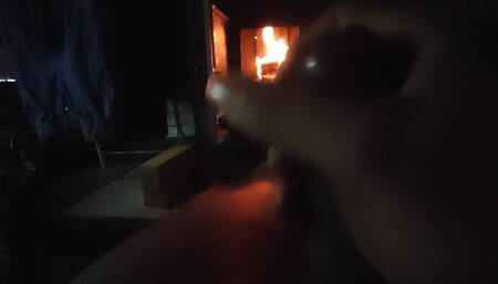 Over a wood fire