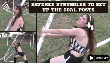 Ziva Fey Soccer Referee Struggles To Set Up The Goal Posts!