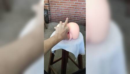 Fisting Hands and Fingers in Vagina Tongue and I Put a Piece of Watermelon in It