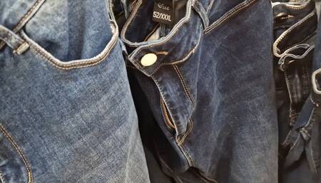 Big hairy pussy in tight panties and big ass in tight jeans 4K