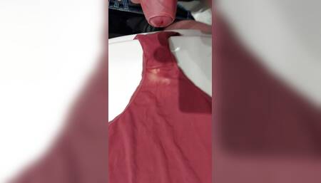 Cumming on wifes knickers over toilet lid