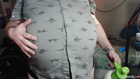 NInja Button Up Shirt Belly Inflation