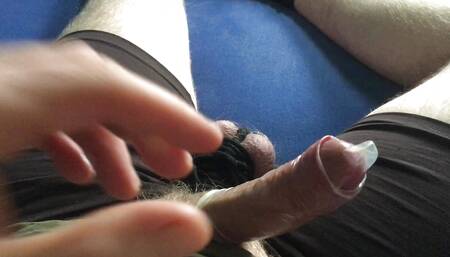 Foreskin Cockhead Masturbation With Condom And Bound Balls