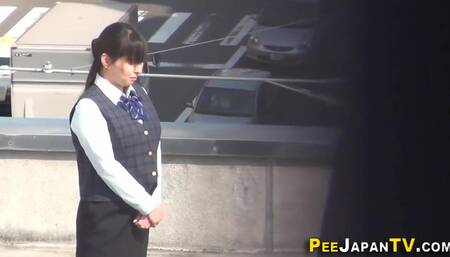 Asian boss lady peeing in public