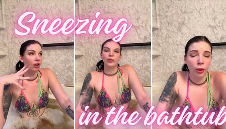 Sneezing Fit in Bathtub