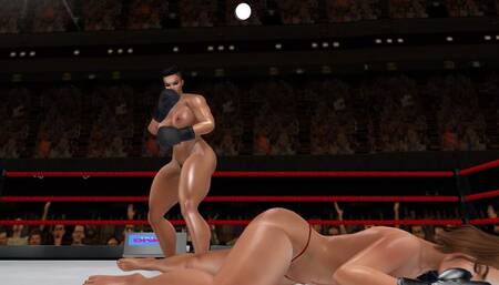 Topless female boxing turns into pro wrestling HD