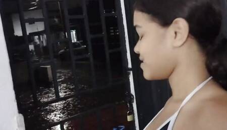 MY STEPSISTER AND I IN THE RAIN IN THE COLD DECIDED TO KEEP EACH OTHER WARM