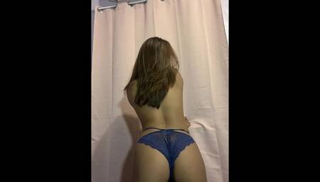 Topless In Blue Panties