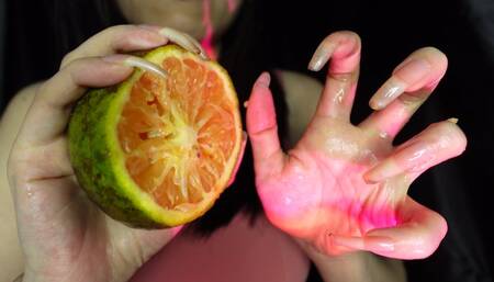 LONG NATURAL NAILS DESTROY ORANGE