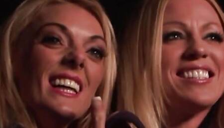 Two Hot Blondes Kiss While Lucky Guy Hardcore Smashing Their Juicy Asses