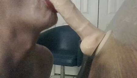 Sissy Blows and Gags on Dildo
